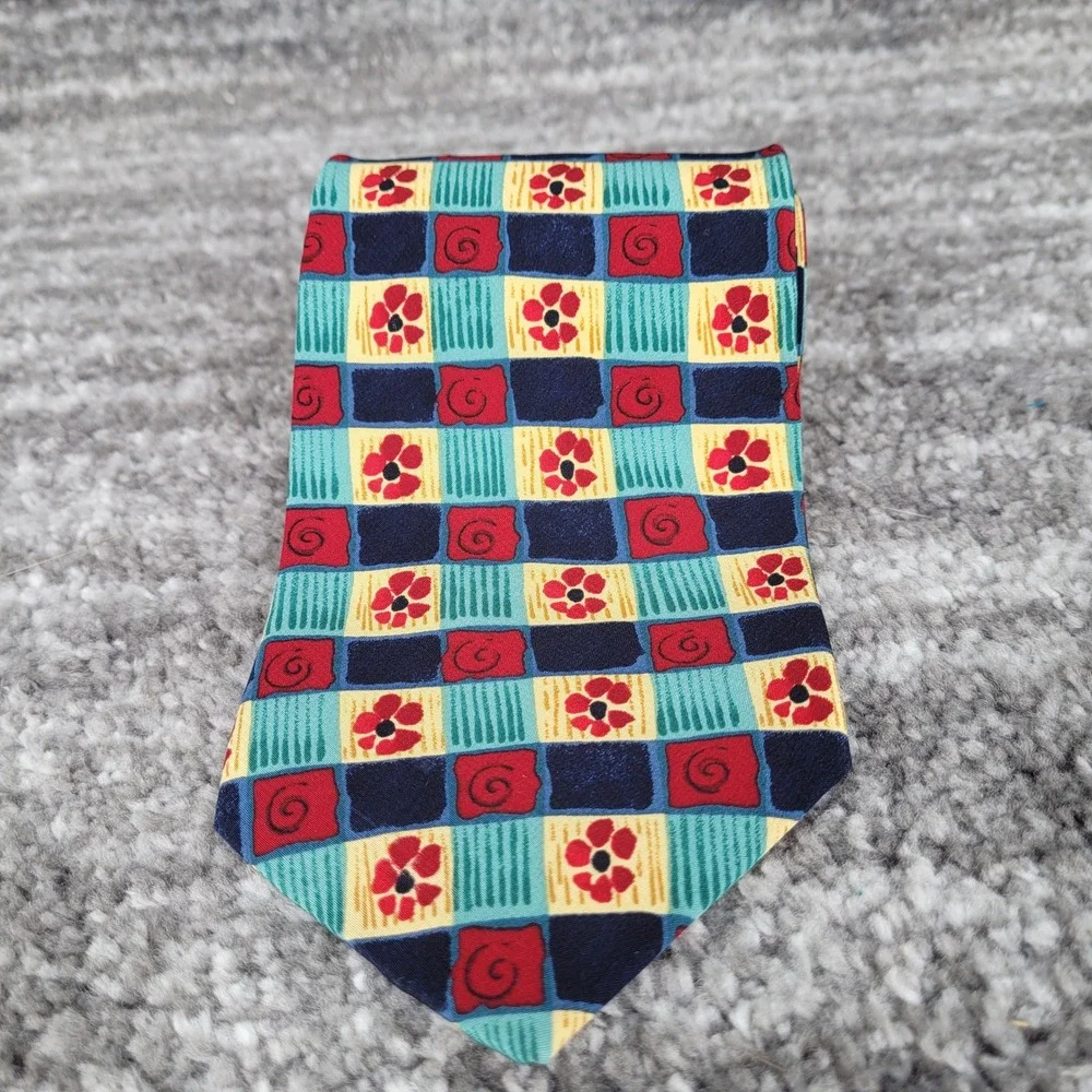 J Garcia Mens Silk Tie Snail Garden Collection Nine Abstract Floral‎ Geometric